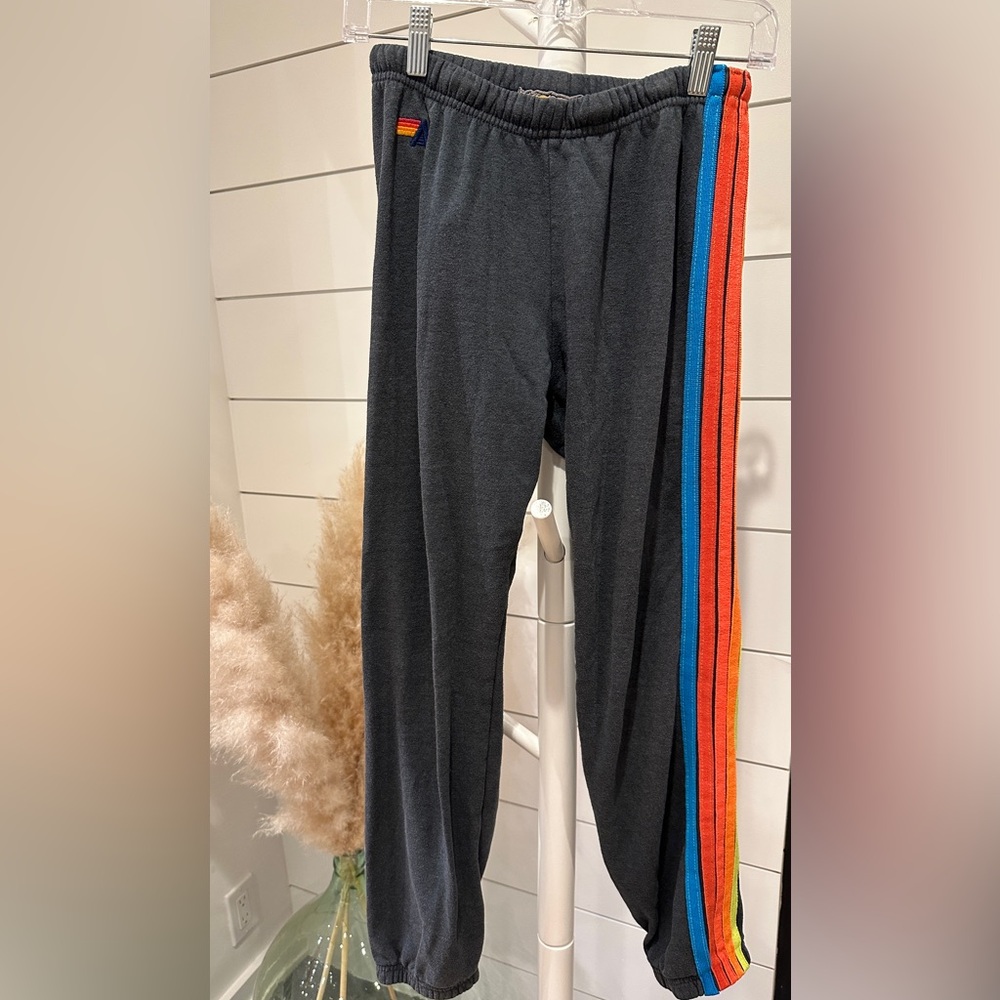 Aviator Nation 5 Stripe Sweatpants in Charcoal Gray Size Small